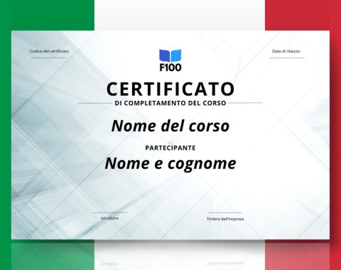 Zertifikatsvorlage f100 Online-Kurse auf Italienisch