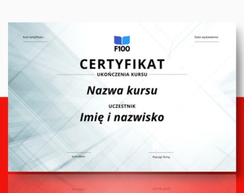 Zertifikatsvorlage f100 Online-Kurse auf Polnisch_s