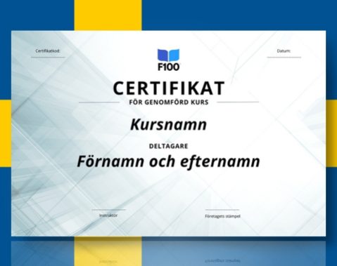 Zertifikatsvorlage f100 Online-Kurse auf Schwedisch_s