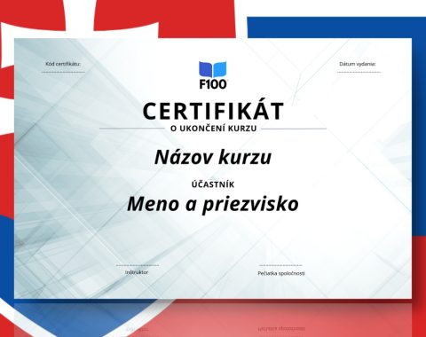 Zertifikatsvorlage f100 Online-Kurse auf Slowakisch