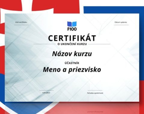 Zertifikatsvorlage f100 Online-Kurse auf Slowakisch_s