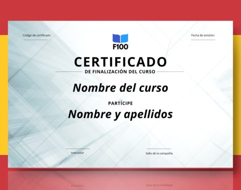 Zertifikatsvorlage f100 Online-Kurse auf Spanisch