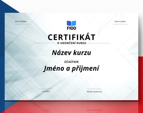 Zertifikatsvorlage f100 Online-Kurse auf Tschechisch