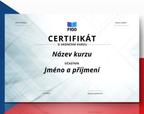 Zertifikatsvorlage f100 Online-Kurse auf Tschechisch_s